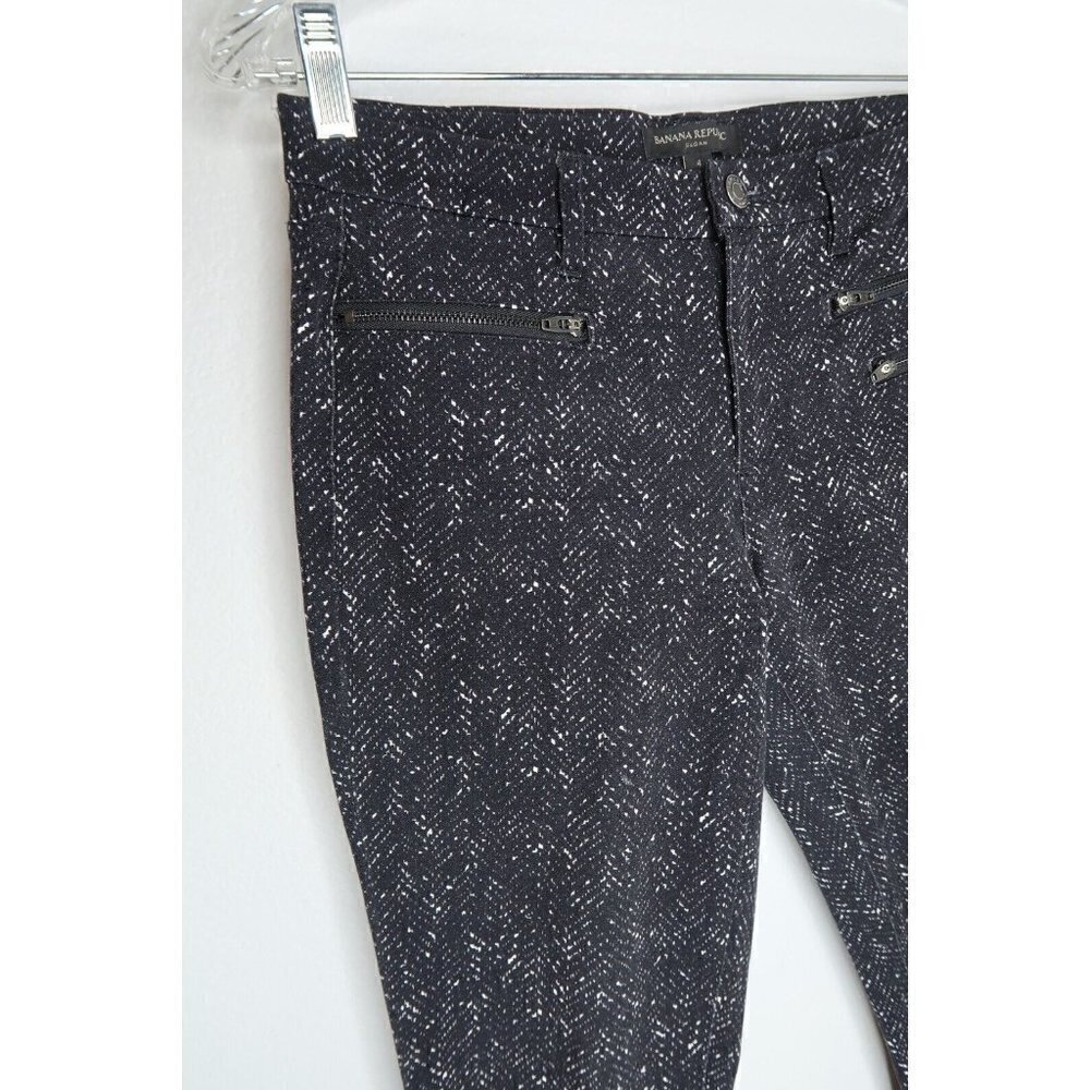 Banana Republic Pants Sloan Fit Slim Ankle Womens Size 4 Black Herringbone - Picture 2 of 12